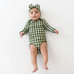 Long Sleeve Bodysuit in Gingham Fir