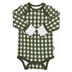 Long Sleeve Bodysuit in Gingham Fir