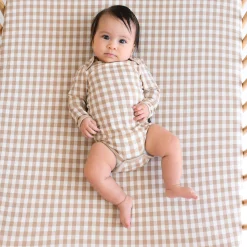 Long Sleeve Bodysuit in Gingham Bisque