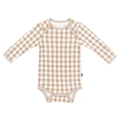 Long Sleeve Bodysuit in Gingham Bisque