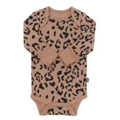 Long Sleeve Bodysuit in Latte Leopard