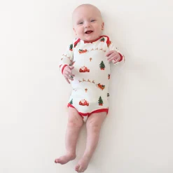 Long Sleeve Bodysuit in Santa Sleigh