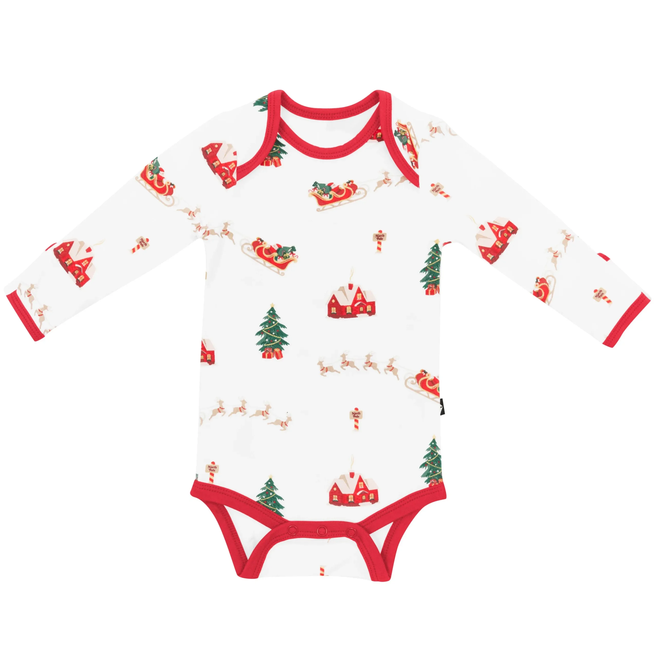 Long Sleeve Bodysuit in Santa Sleigh