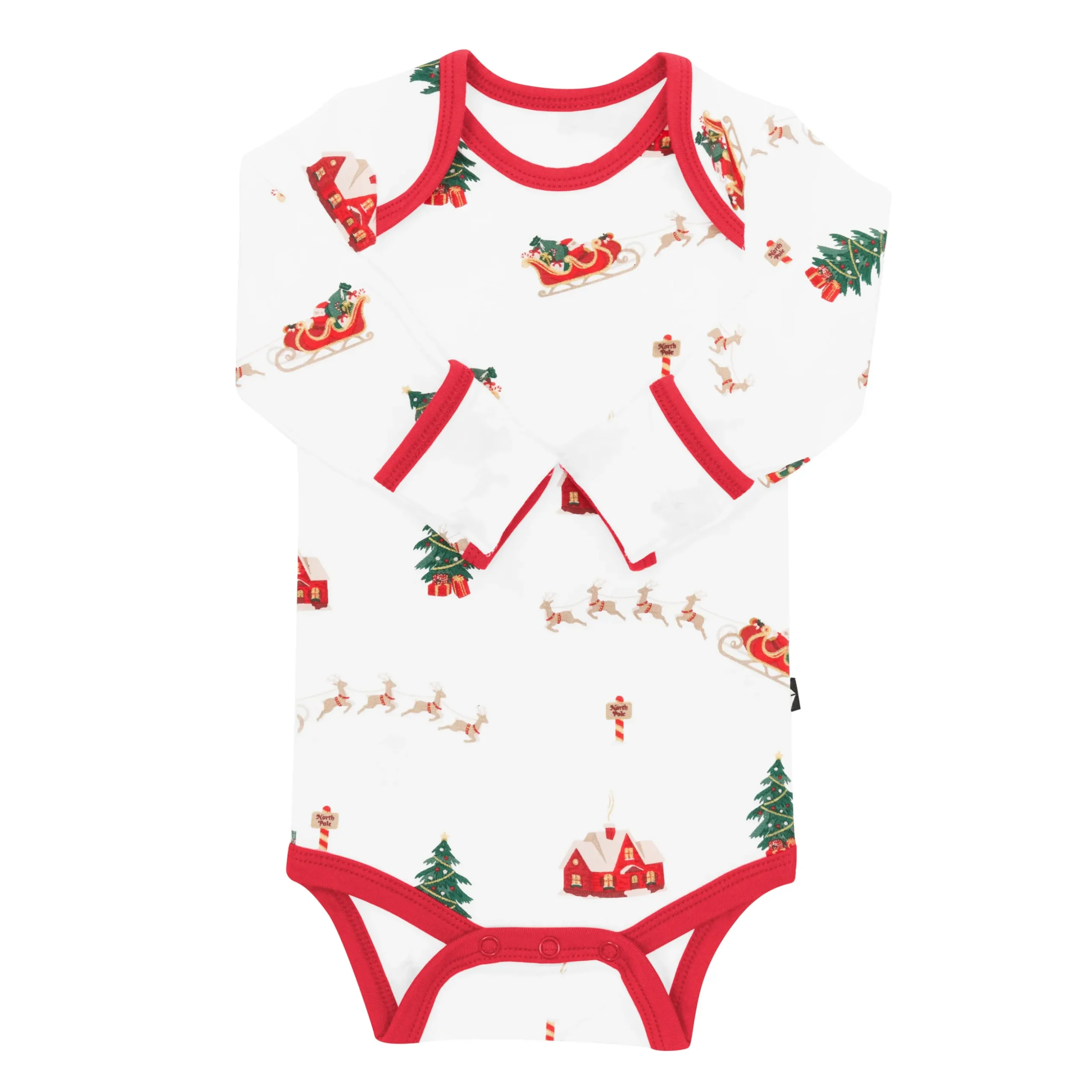 Long Sleeve Bodysuit in Santa Sleigh