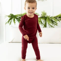 Long Sleeve Pajamas in Burgundy