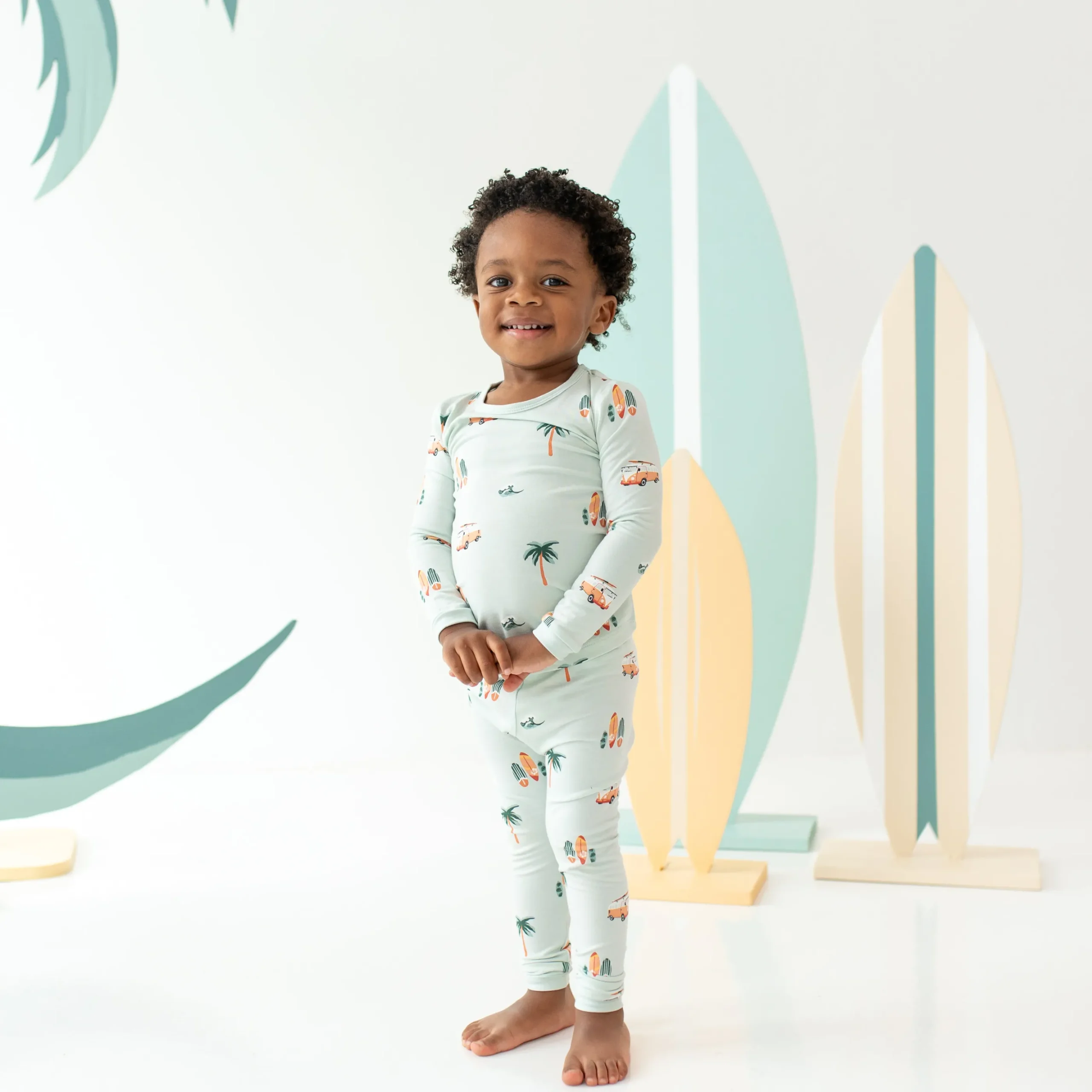 Long Sleeve Pajamas in Dew Surf