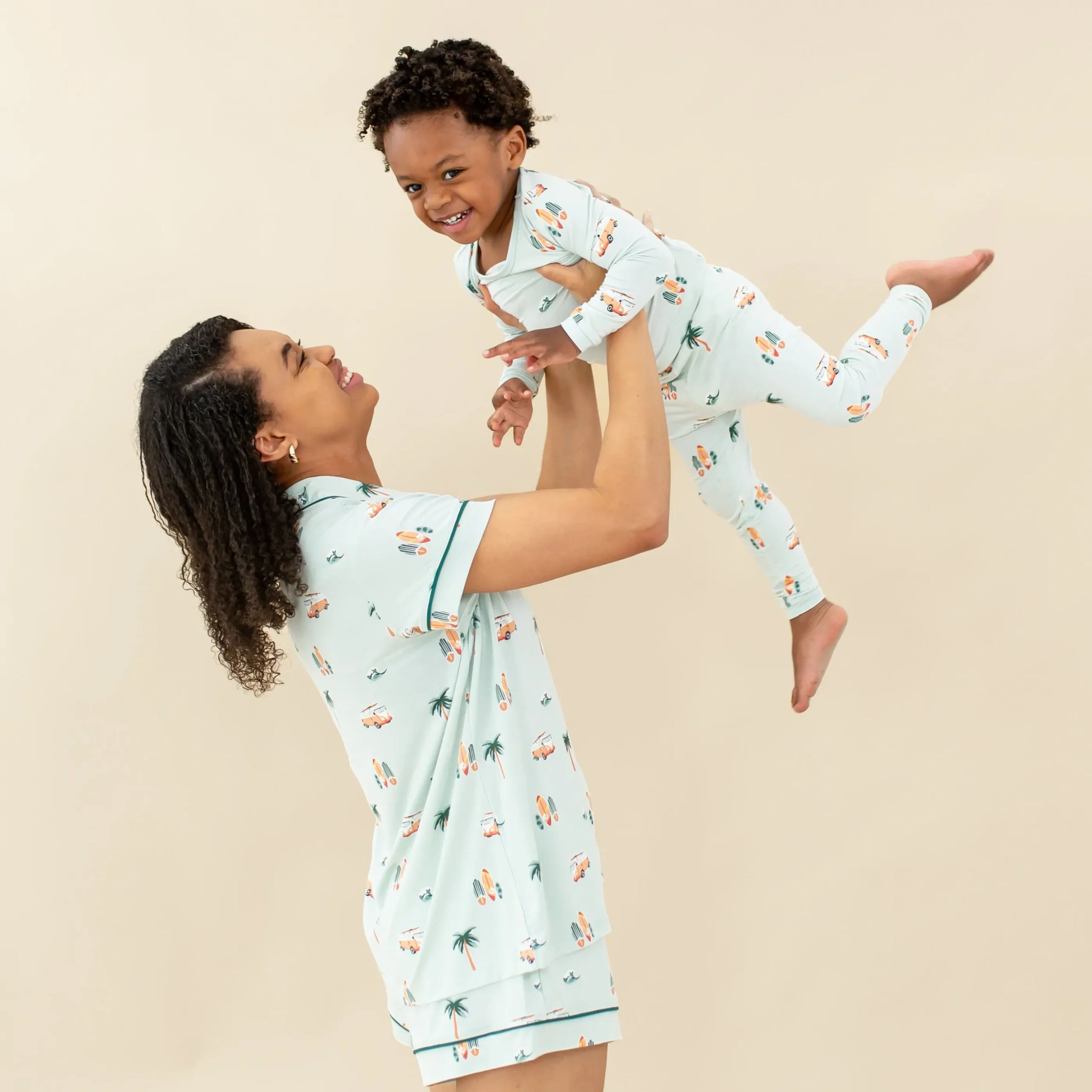 Long Sleeve Pajamas in Dew Surf