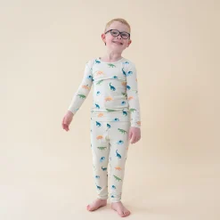 Long Sleeve Pajamas in Ecru Roar