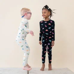 Long Sleeve Pajamas in Ecru Roar