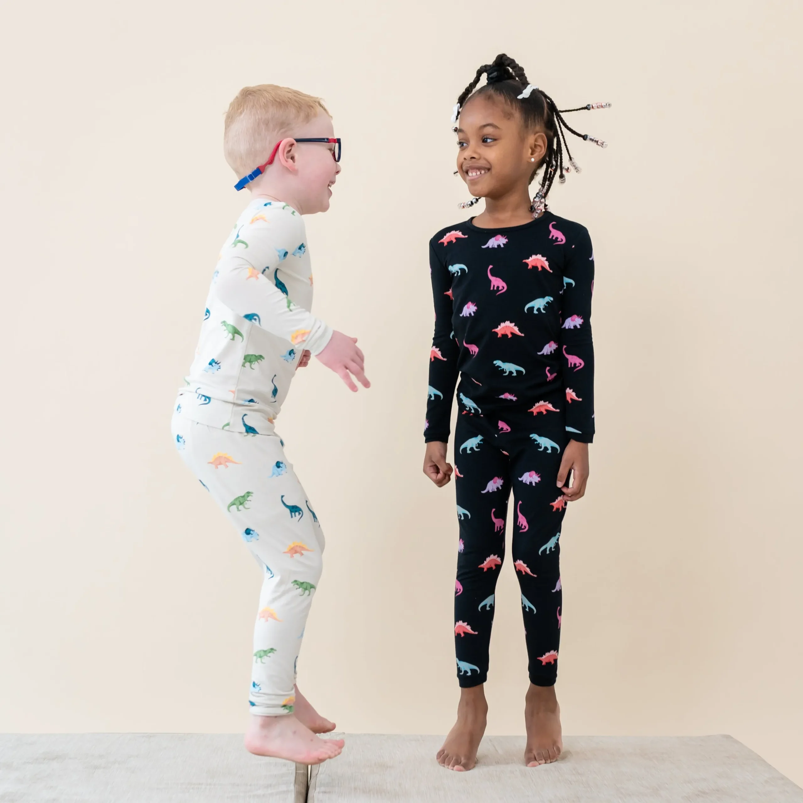 Long Sleeve Pajamas in Ecru Roar