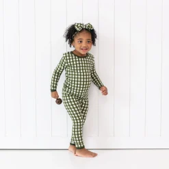 Long Sleeve Pajamas in Gingham Fir