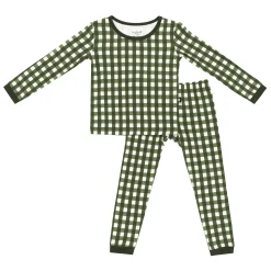 Long Sleeve Pajamas in Gingham Fir