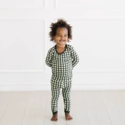 Long Sleeve Pajamas in Gingham Fir