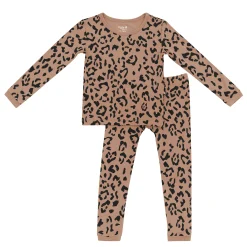 Long Sleeve Pajamas in Latte Leopard