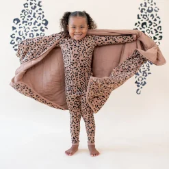 Long Sleeve Pajamas in Latte Leopard