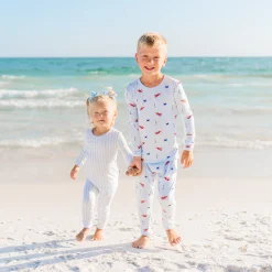 Long Sleeve Pajamas in Small Mist Stripe