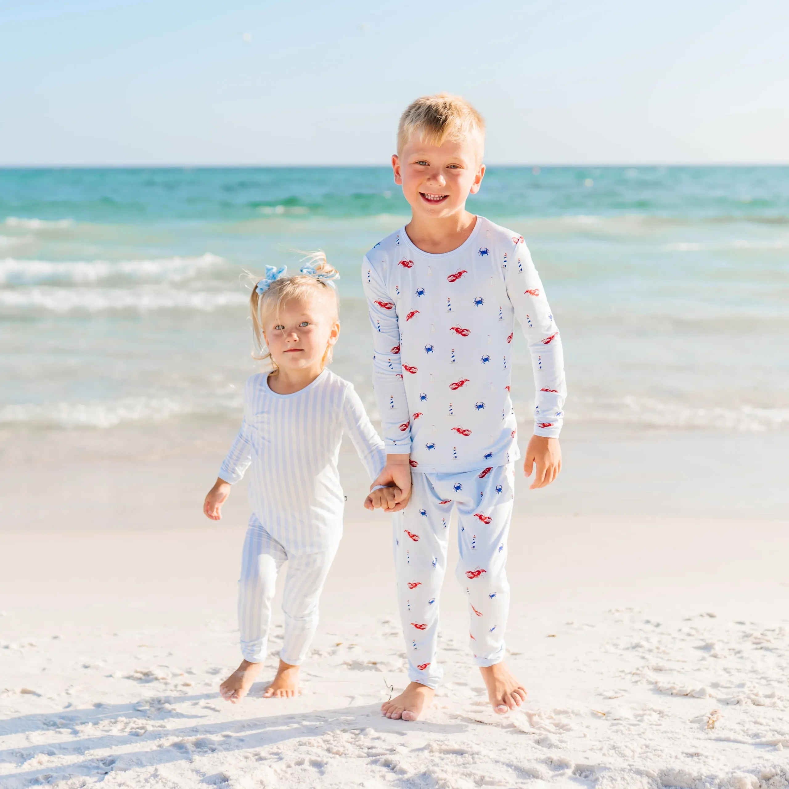 Long Sleeve Pajamas in Small Mist Stripe