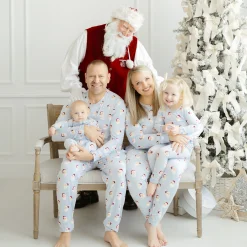 Long Sleeve Pajamas in Vintage Santa