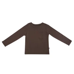 Long Sleeve Toddler Crew Neck Tee in Espresso