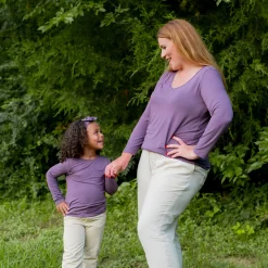 Long Sleeve Toddler Crew Neck Tee in Currant