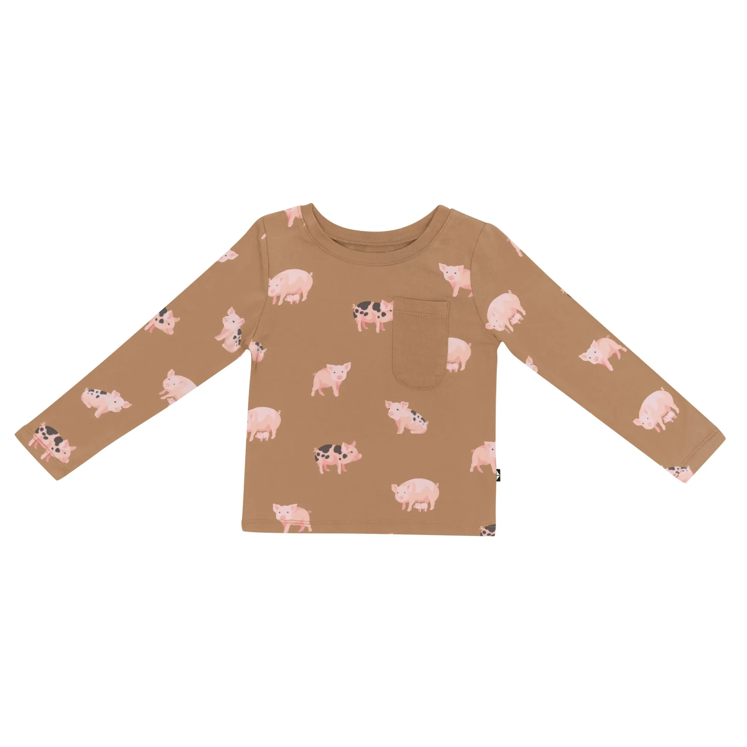 Long Sleeve Toddler Crew Neck Tee in Pig