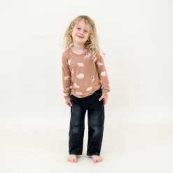 Long Sleeve Toddler Crew Neck Tee in Pig