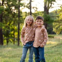 Long Sleeve Toddler Crew Neck Tee in Pig