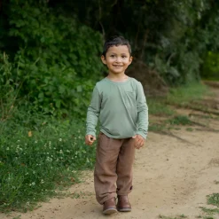 Long Sleeve Toddler Crew Neck Tee in Thyme