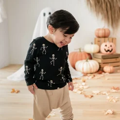 Long Sleeve Toddler Crew Neck Tee in Skeleton