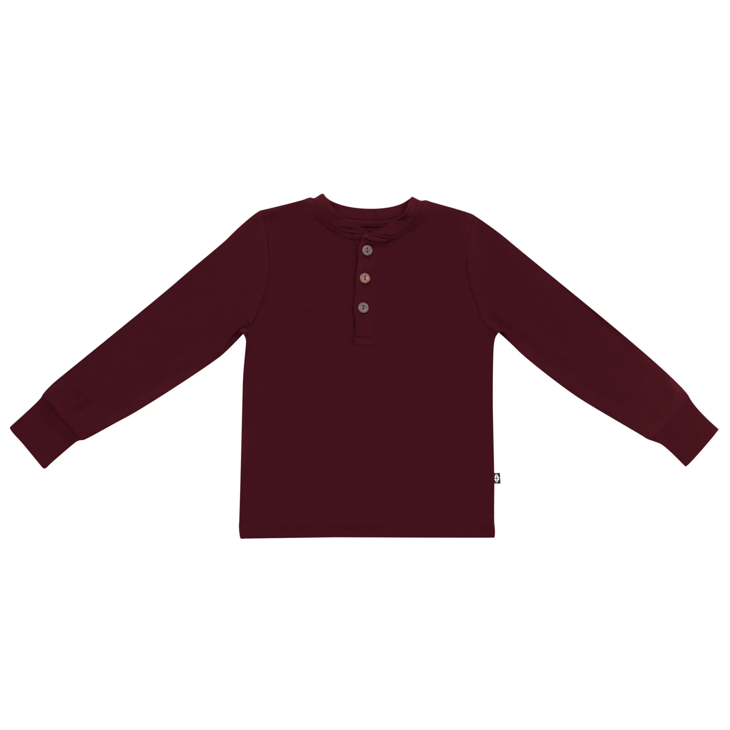 Long Sleeve Toddler Henley Tee in Burgundy
