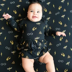 Long Sleeve Twirl Bodysuit Dress in Midnight Icon