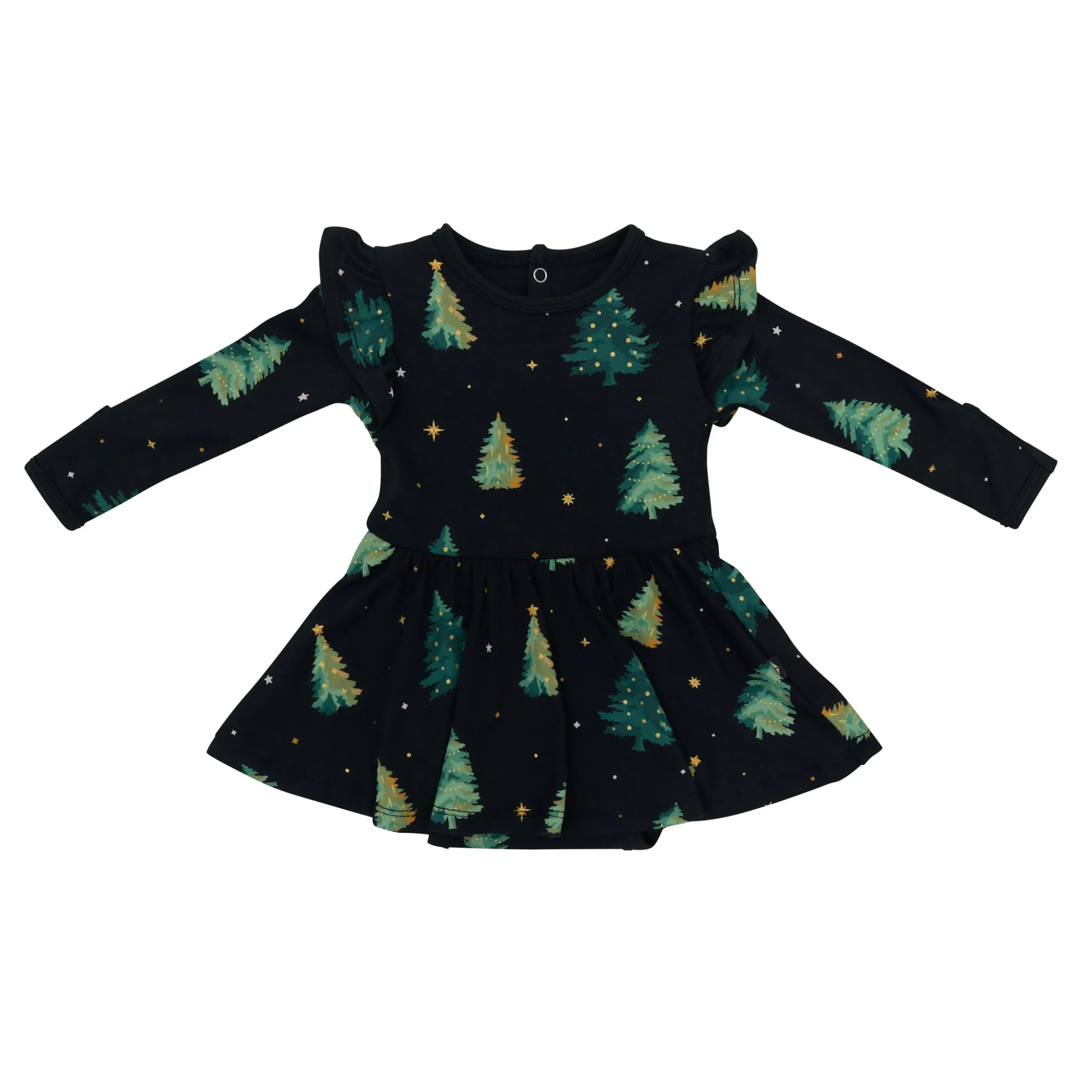 Long Sleeve Twirl Bodysuit Dress in Twinkle Tree