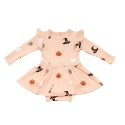Long Sleeve Twirl Bodysuit Dress in Bewitched
