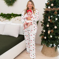 Long Sleeve Twirl Bodysuit Dress in Santa Sleigh
