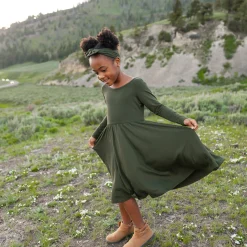 Long Sleeve Twirl Dress in Fir