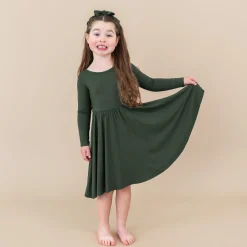 Long Sleeve Twirl Dress in Fir