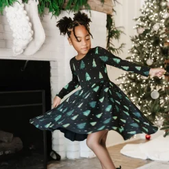 Long Sleeve Twirl Dress in Twinkle Tree