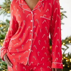 Long-Sleeved Women's Pajama Set in Candy Cane