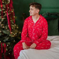 Men's Long Sleeve Pajama Set in Candy Cane
