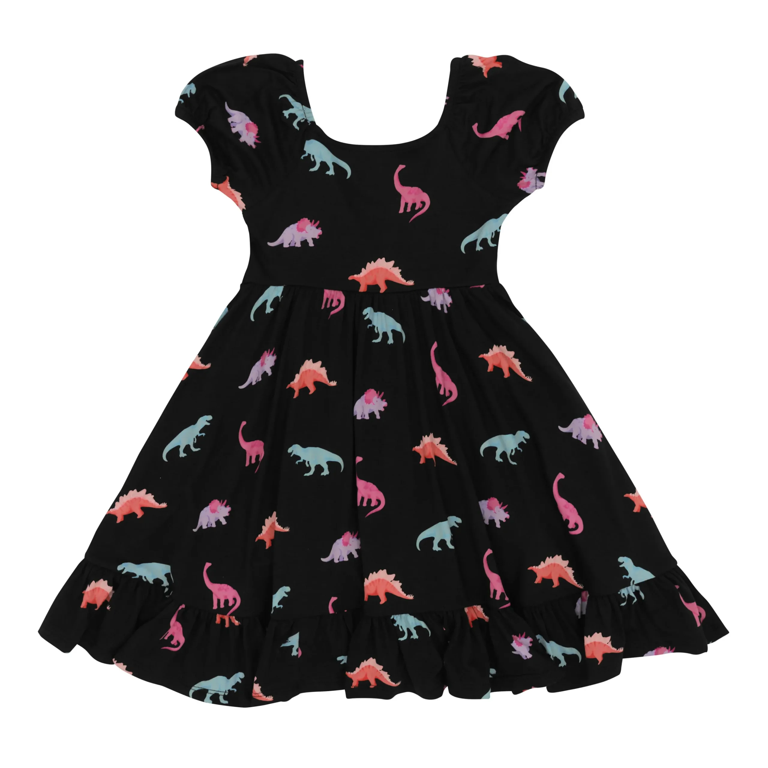 Puff Sleeve Twirl Dress in Midnight Roar