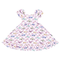 Puff Sleeve Twirl Dress in Sparkles and Speed