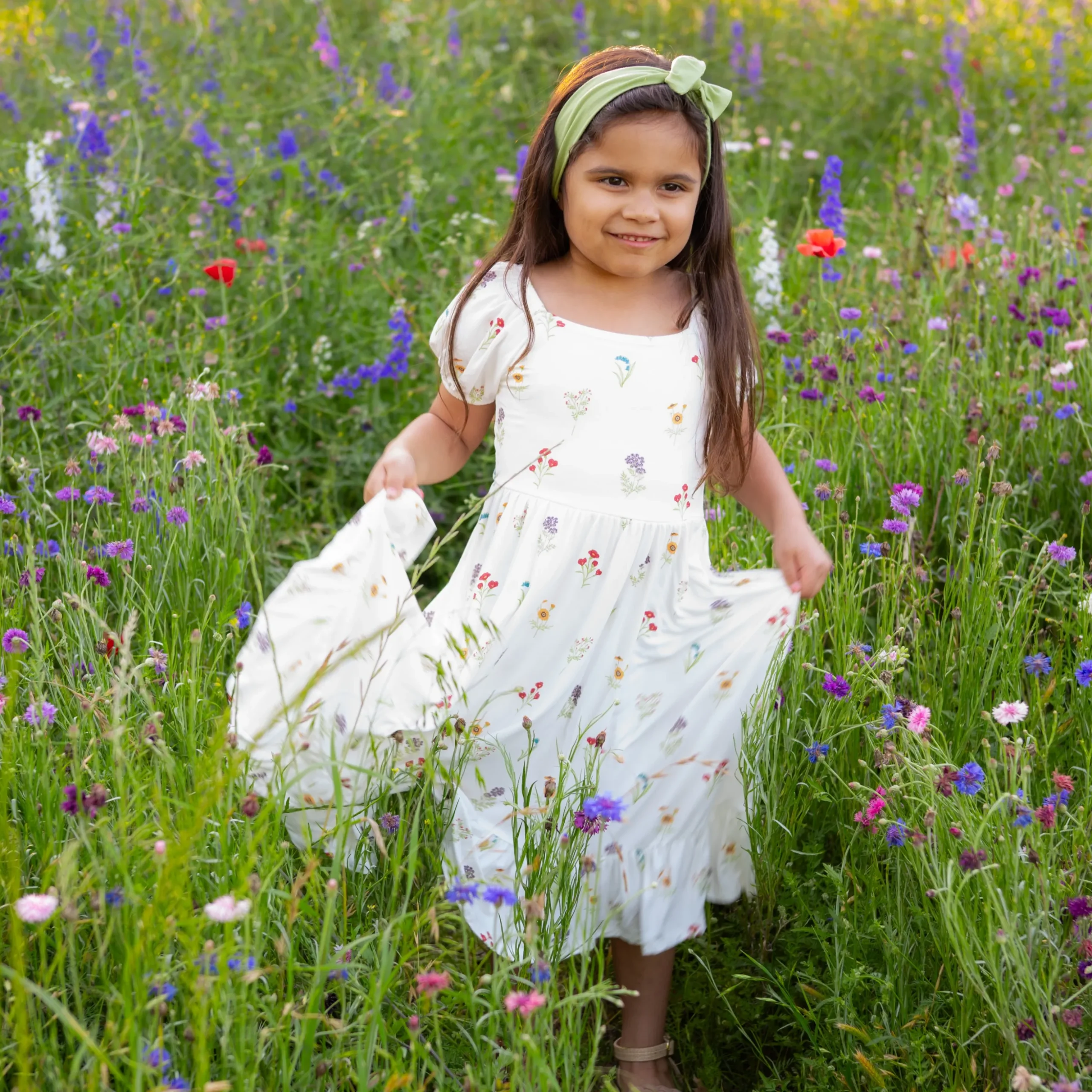 Puff Sleeve Twirl Dress in Wildflower
