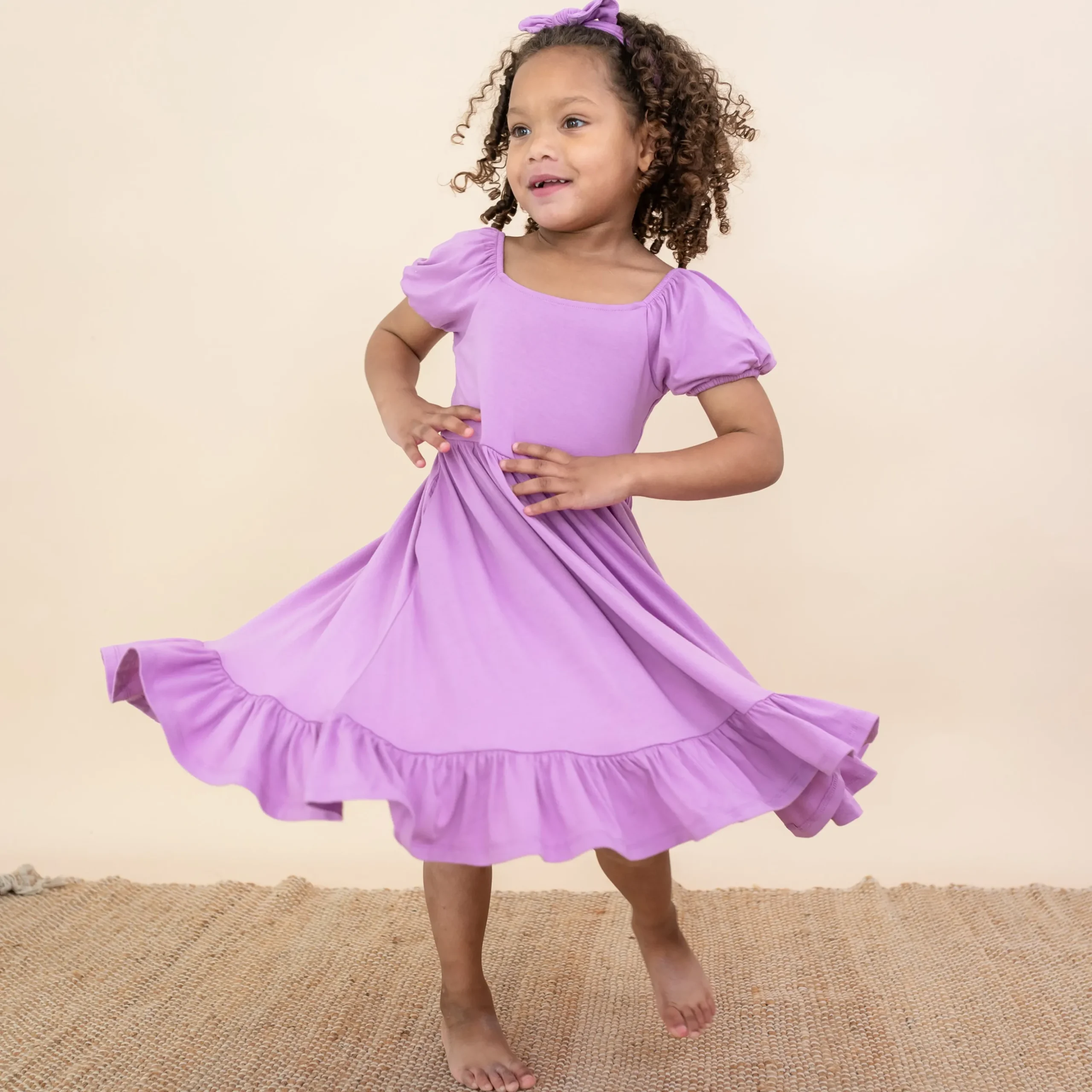 Puff Sleeve Twirl Dress in Poi