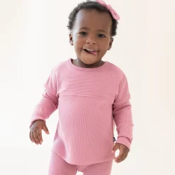 Ribbed Drop Shoulder Top in Apple Blossom