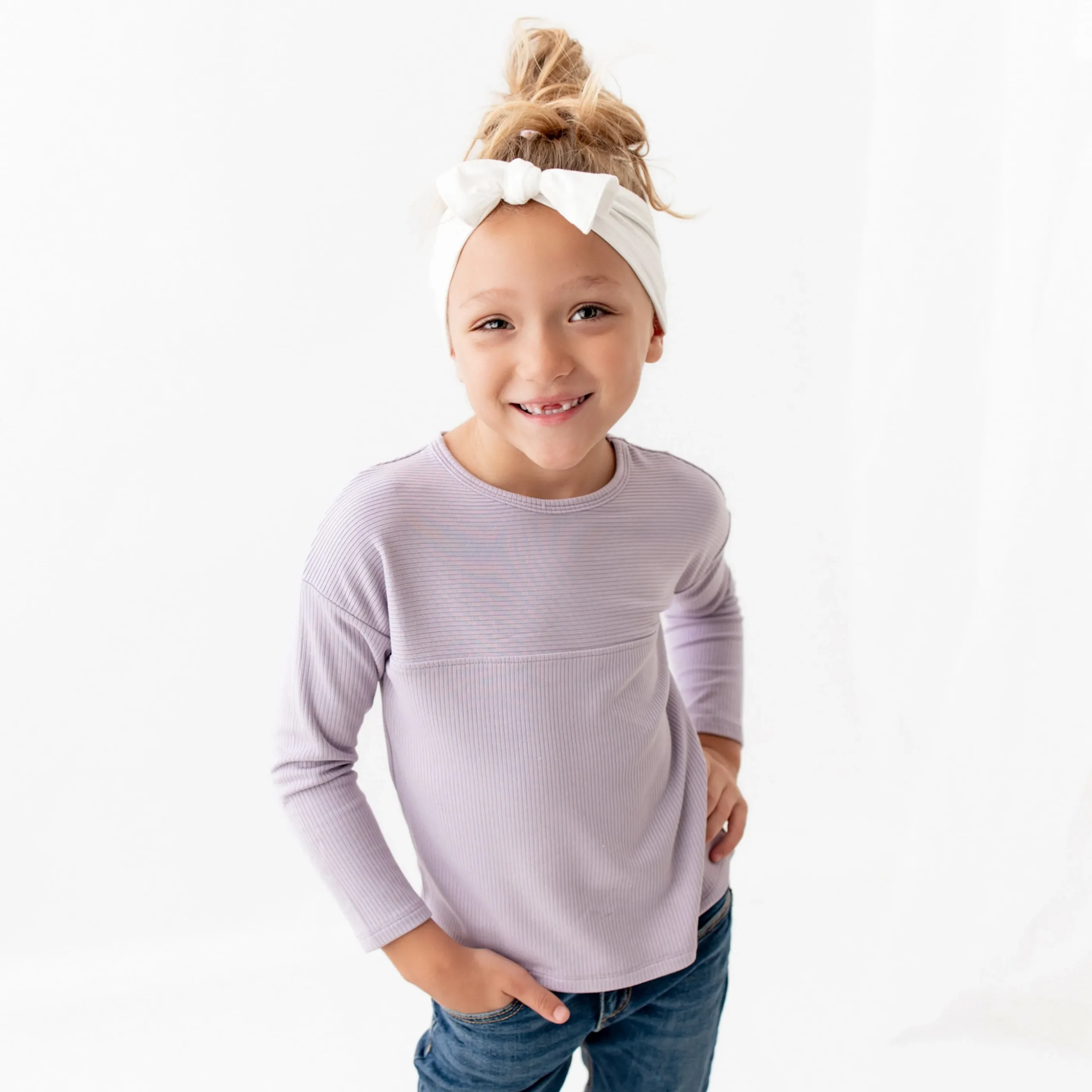 Ribbed Drop Shoulder Top in Taro