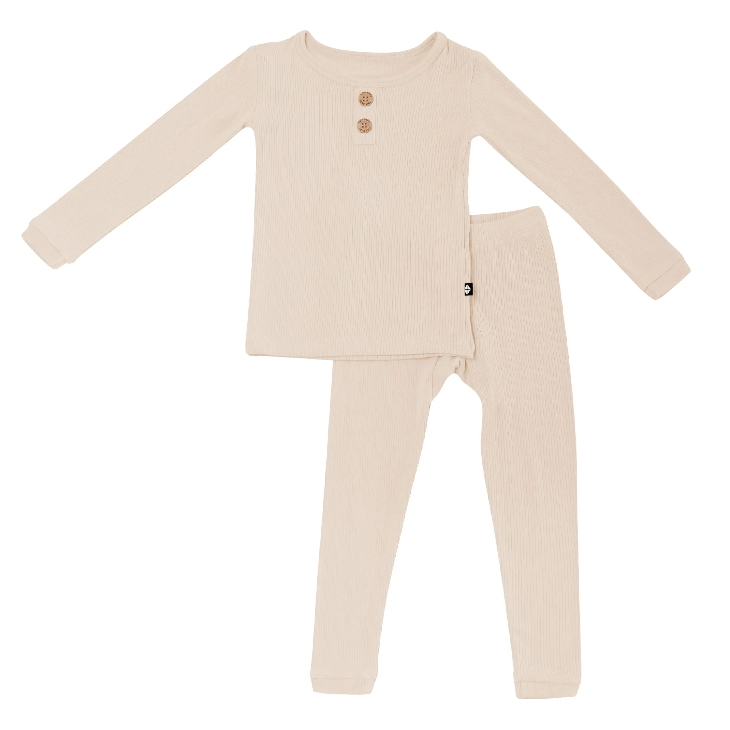 Ribbed Henley Set in Bisque