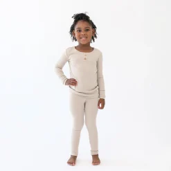 Ribbed Henley Set in Bisque