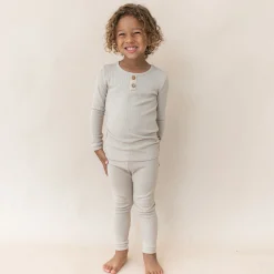 Ribbed Henley Set in Bisque