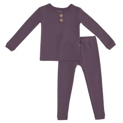 Ribbed Henley Set in Currant