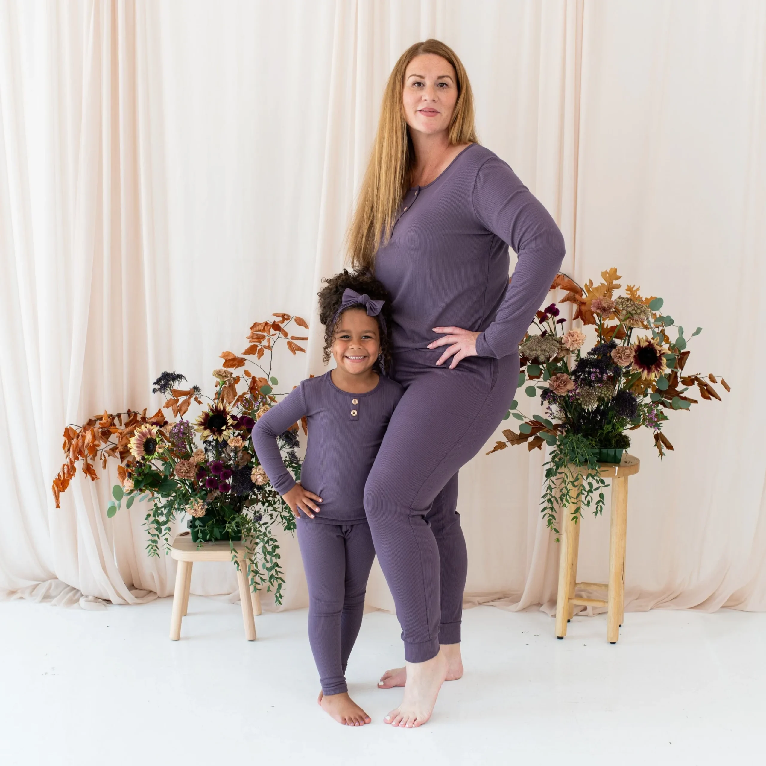 Ribbed Henley Set in Currant